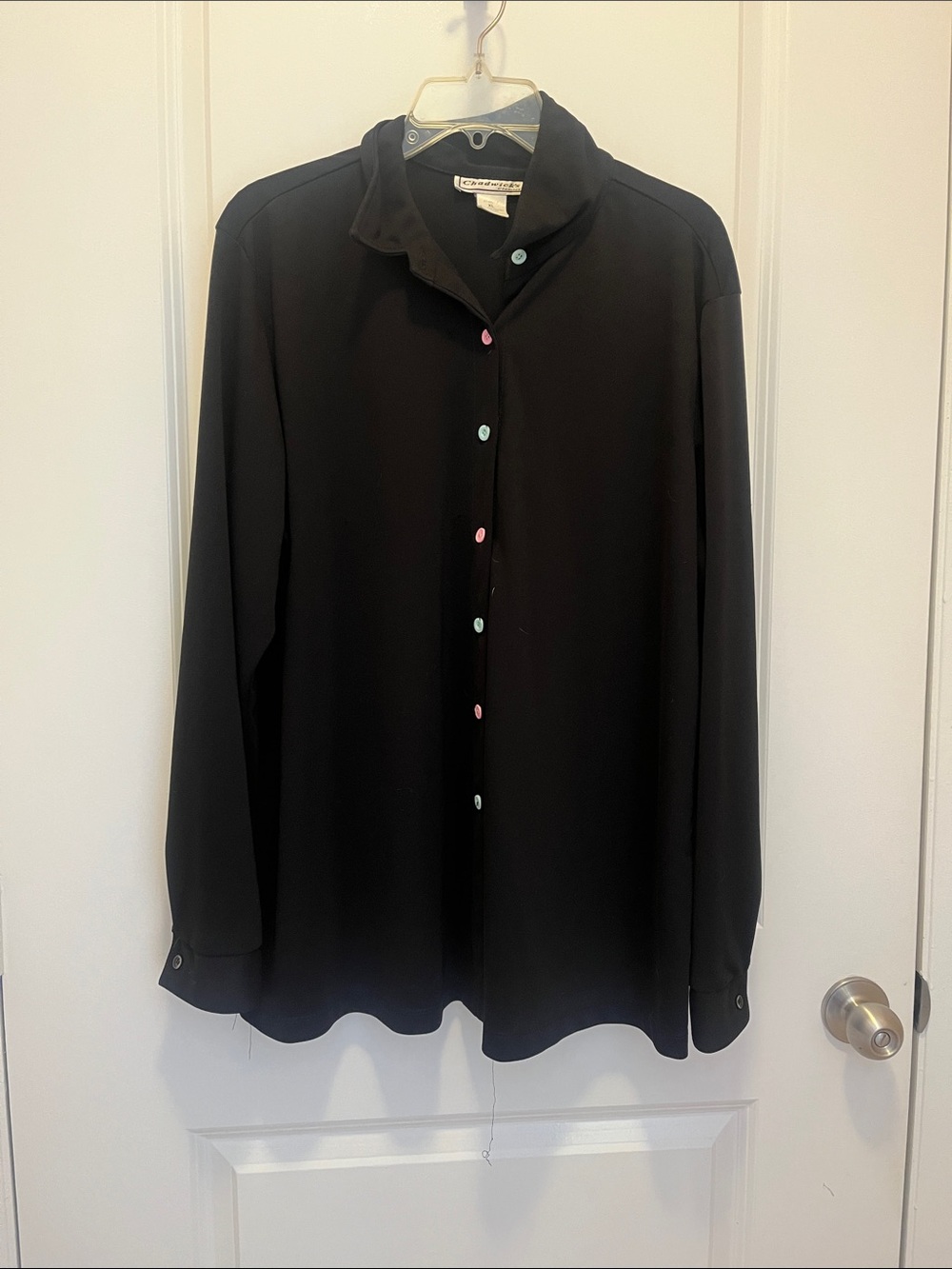 Chadwicks Black Button-Down Shirt with Pastel Buttons